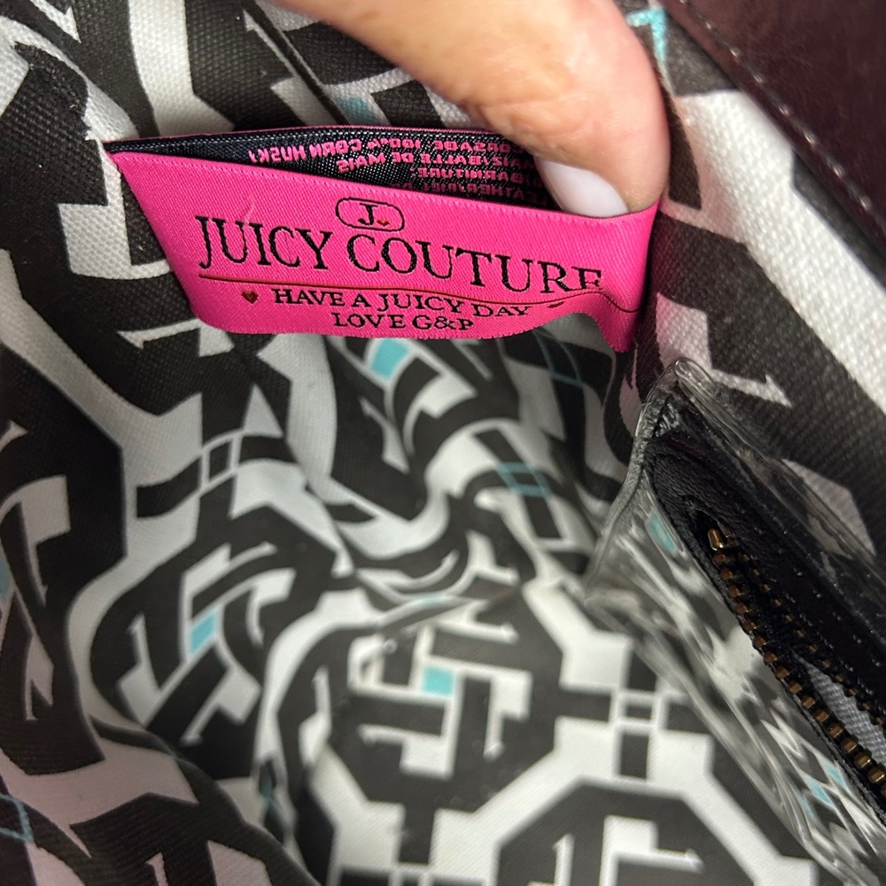 Juicy Couture Y2K Woven Straw Nautical Anchor Charm Tote Bag Brown - Picture 5 of 16